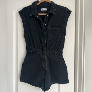 Zara Charcoal Denim Snap-Up Romper